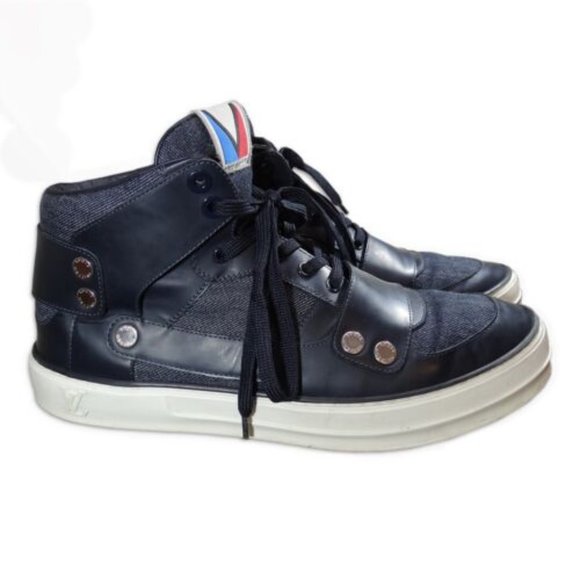 Louis Vuitton Fall/Winter 2012 BLUE GASTON DENIM LV Cup High Top Sneaker US 8 - Picture 2 of 10
